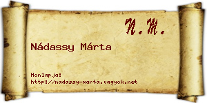 Nádassy Márta névjegykártya
