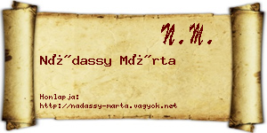 Nádassy Márta névjegykártya